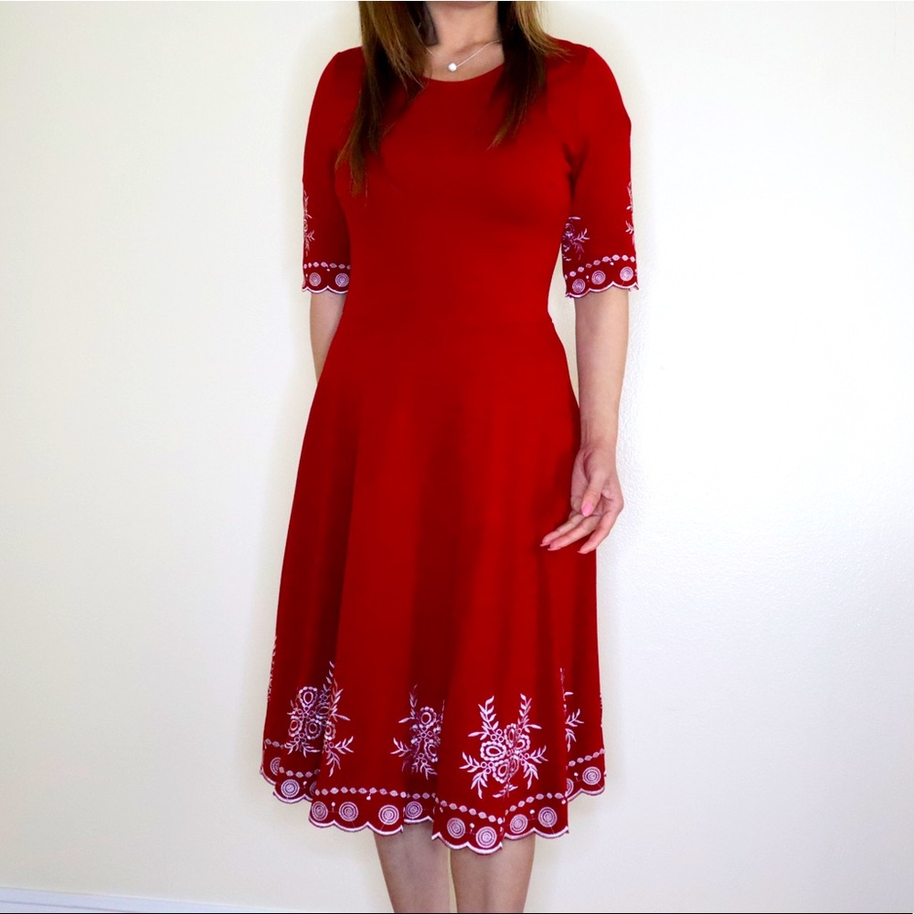 Red Dress with Hem Design